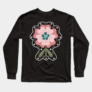 Modern Pink and Mint Flower Design Long Sleeve T-Shirt